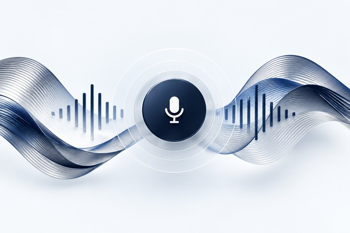 A navy microphone medallion with silver wave ribbons